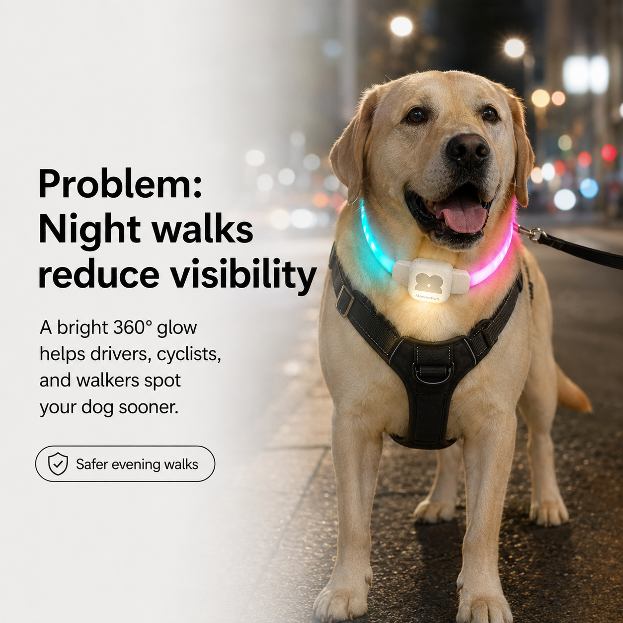 Collar LED Moonlight de Visibilidad para Perros