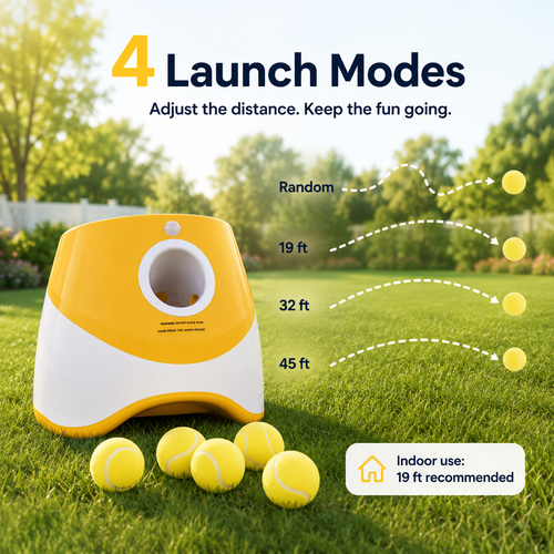 Automatic Dog Ball Launcher with 5 ETPU Balls