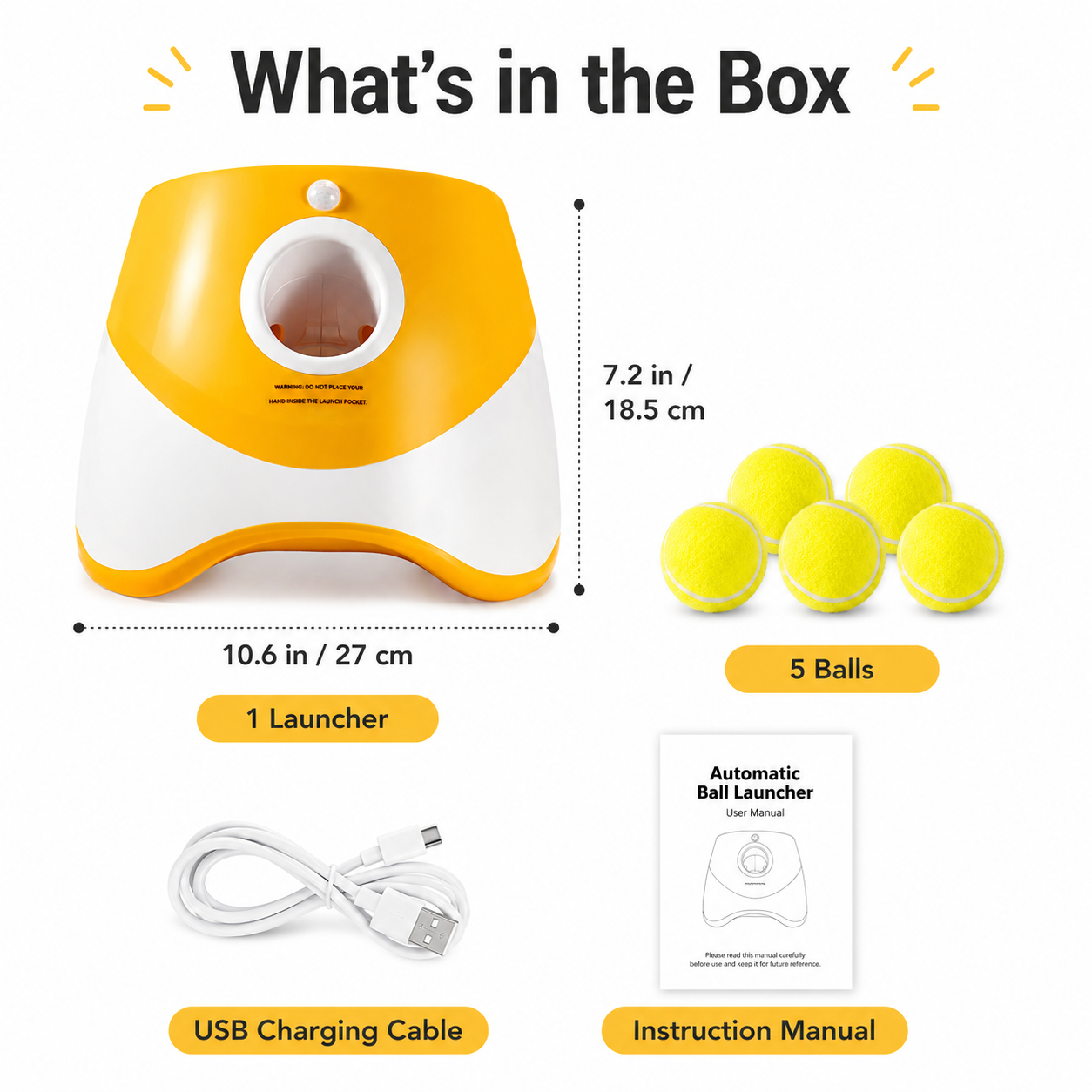 Automatic Dog Ball Launcher with 5 ETPU Balls