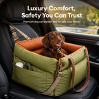 Dog Car Booster Bed – Waterproof Travel Seat with Safety Straps