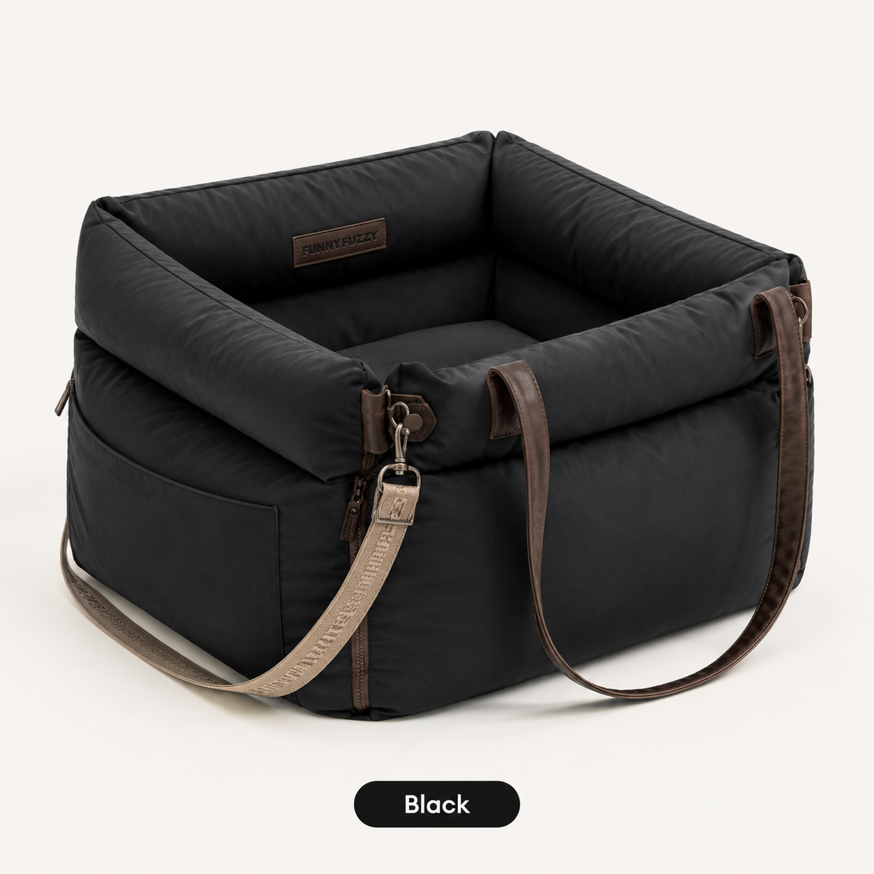 Dog Car Booster Bed – Waterproof Travel Seat with Safety Straps