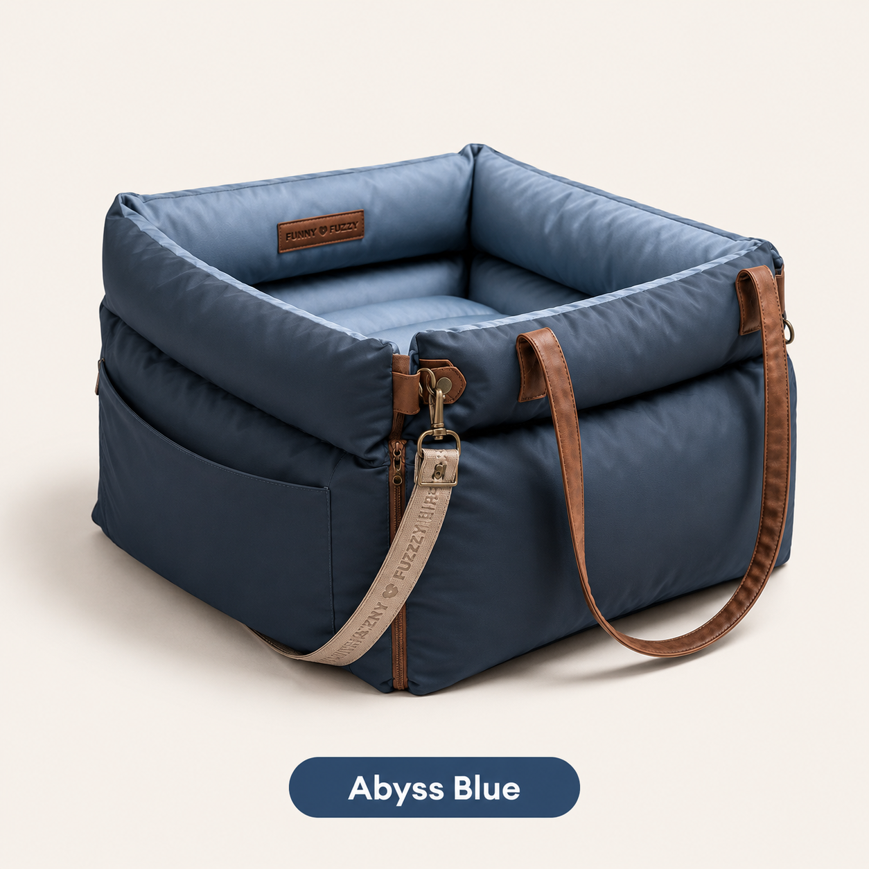 Dog Car Booster Bed – Waterproof Travel Seat with Safety Straps