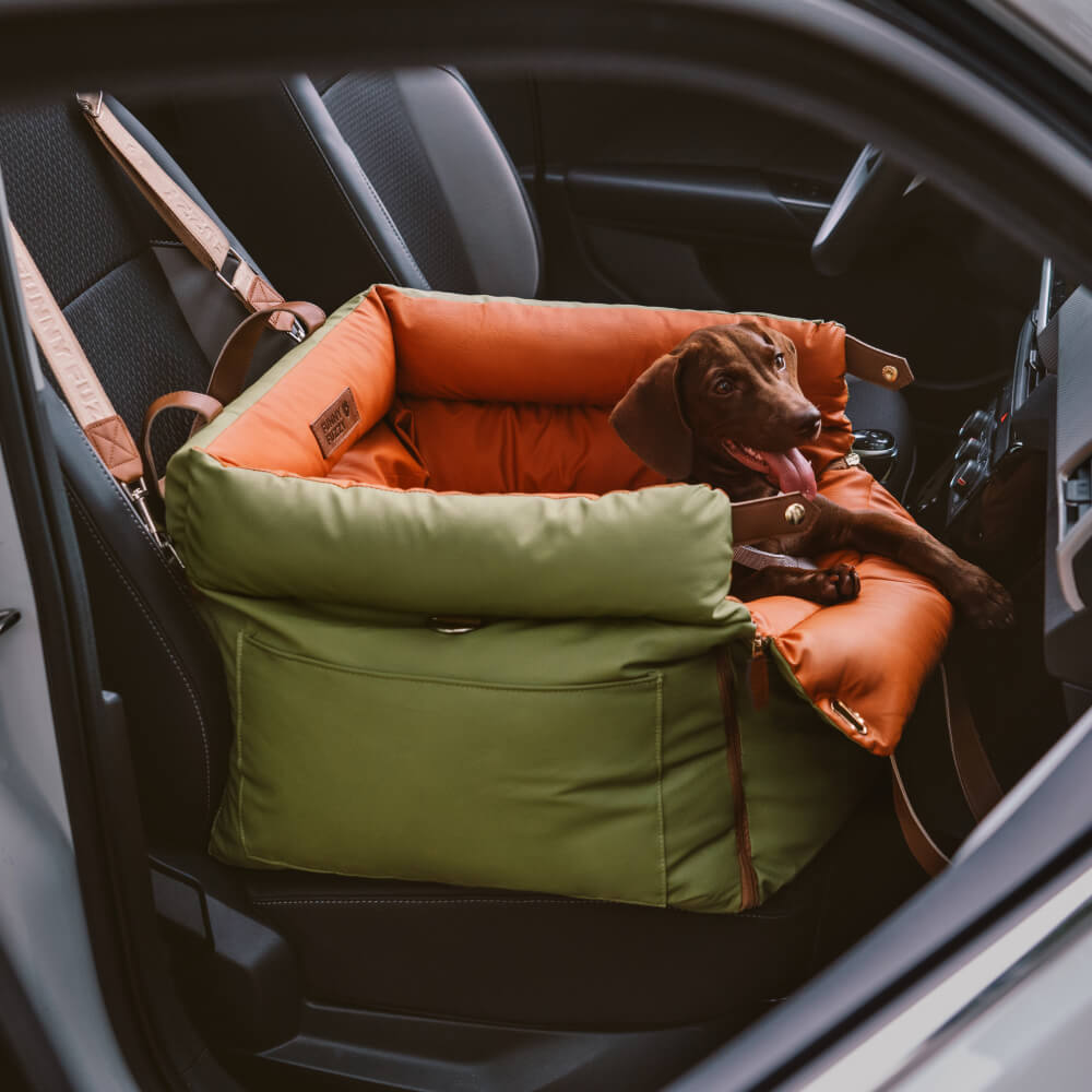 Dog Car Booster Bed – Waterproof Travel Seat with Safety Straps